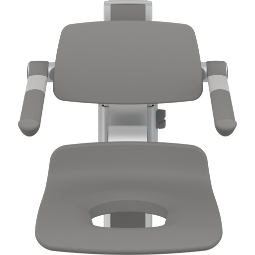 Pressalit PLUS Shower Seat 450 with Aperture incl. Backrest & Armrests, Manually Height Adjustable, Anthracite (R7435112)