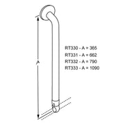 Pressalit PLUS Handrail Section with Wall Rosette and Strap diagram