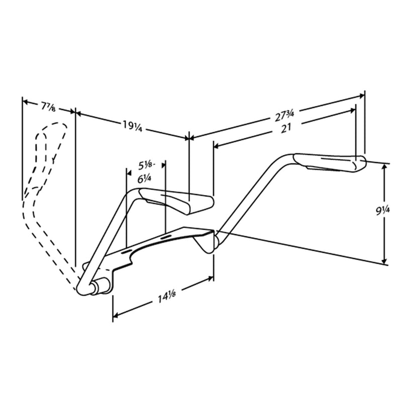 Pressalit TMA 1 Toilet Arm Support dimensioned drawing (R1171000)