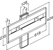 Pressalit PLUS wash basin bracket, track-mounted, dimensioned drawing