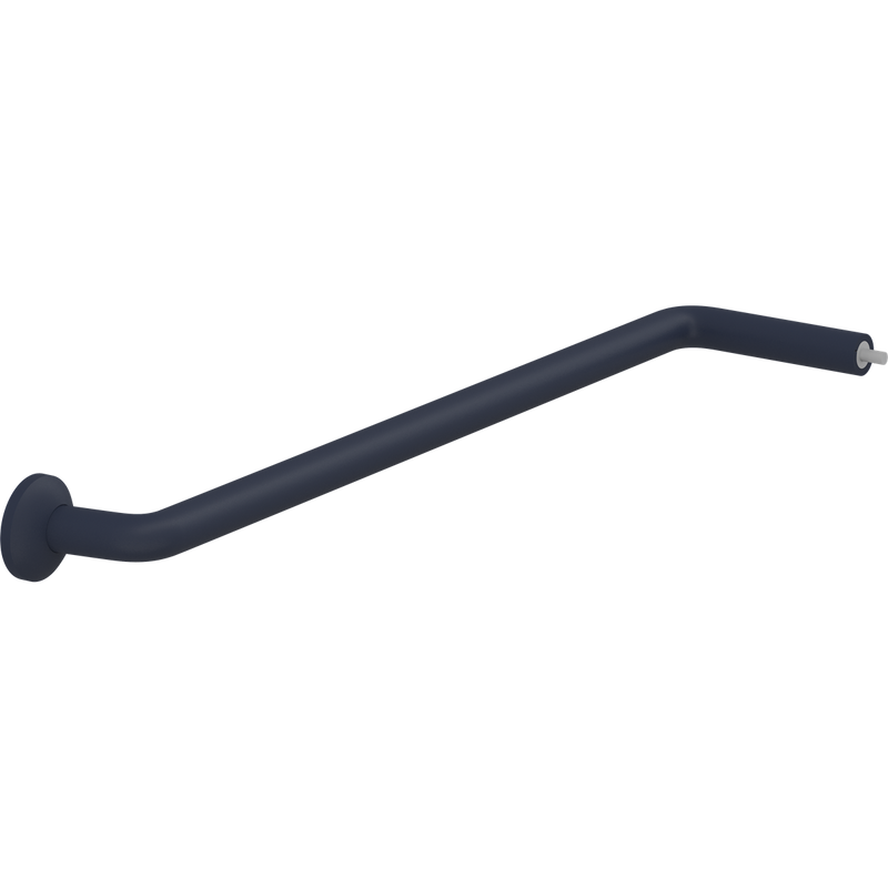 Pressalit PLUS Angled Tube Piece, 762 x 154mm, with Wall Rosette & Connecting Joint, Dark Blue (RT345108)