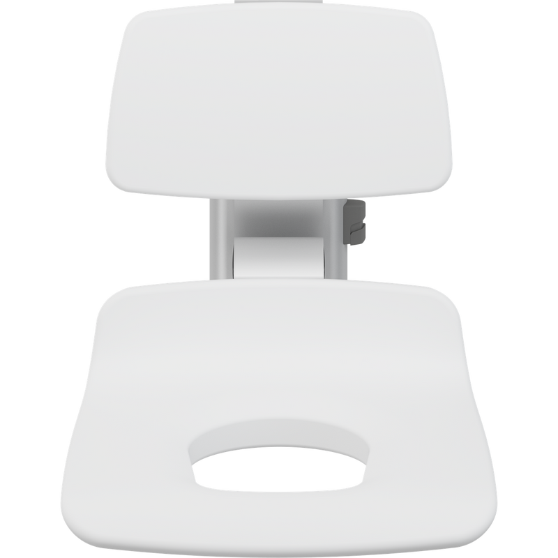 Pressalit PLUS Replacement Shower Seat 450 with Aperture incl. Backrest, Manually Height Adjustable, White (R7125000)