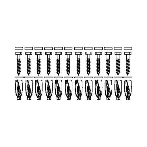 Pressalit Mounting Kit — 12 × Coach Screws Ø10 × 70 with GB14 Plugs & white screw covers, for Aerated Concrete (Aircrete) (V8664)