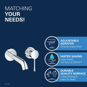 Grohe Essence wall-mounted 2-hole basin mixer M-Size StarLight Chrome dimensions drawing