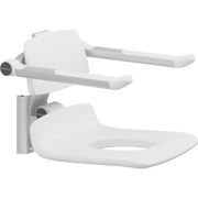 Pressalit PLUS Replacement Shower Seat 450 with Aperture incl. Backrest & Armrests, Manually Height Adjustable, White (R7135000)