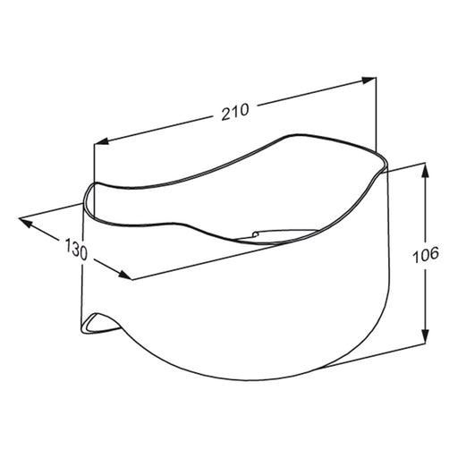 Pressalit Soap Dish White RT190000 dimensioned drawing