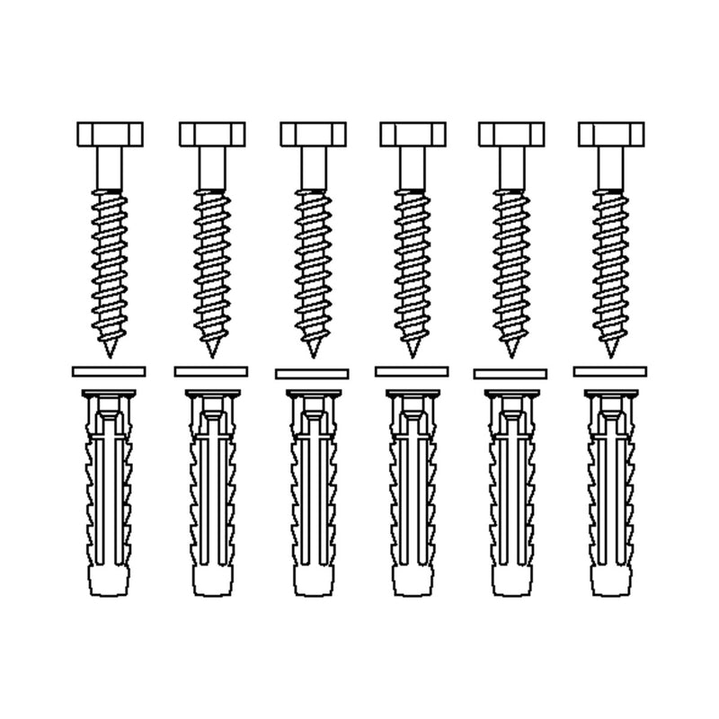 Pressalit Mounting Kit — 6 × Coach Screws Ø10 × 70 with SX12 Plugs, for Brick (V8608)