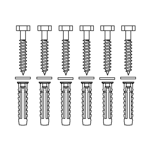 Pressalit Mounting Kit — 6 × Coach Screws Ø10 × 70 with SX12 Plugs, for Brick (V8608)