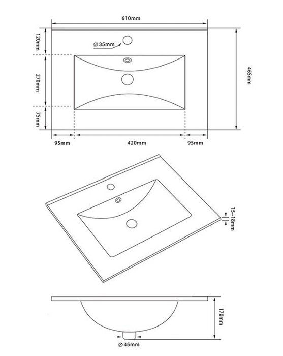 Kartell K-VIT Purity 600mm Floor Standing Draw Unit & Ceramic Basin- Silver Oak (PSO600DR-FUR057PU)