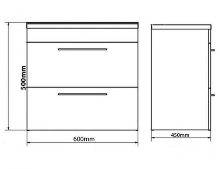 Kartell K-VIT Purity 600mm Wall Mounted 2 Drawer Unit & Mid Depth Ceramic Basin White Gloss (FUR022PU-FUR061PU)