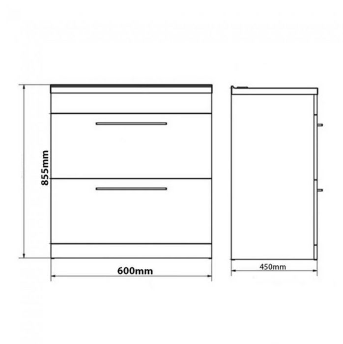 Kartell K-VIT Purity 600mm Floor Standing Draw Unit & Ceramic Basin- Silver Oak (PSO600DR-FUR057PU)