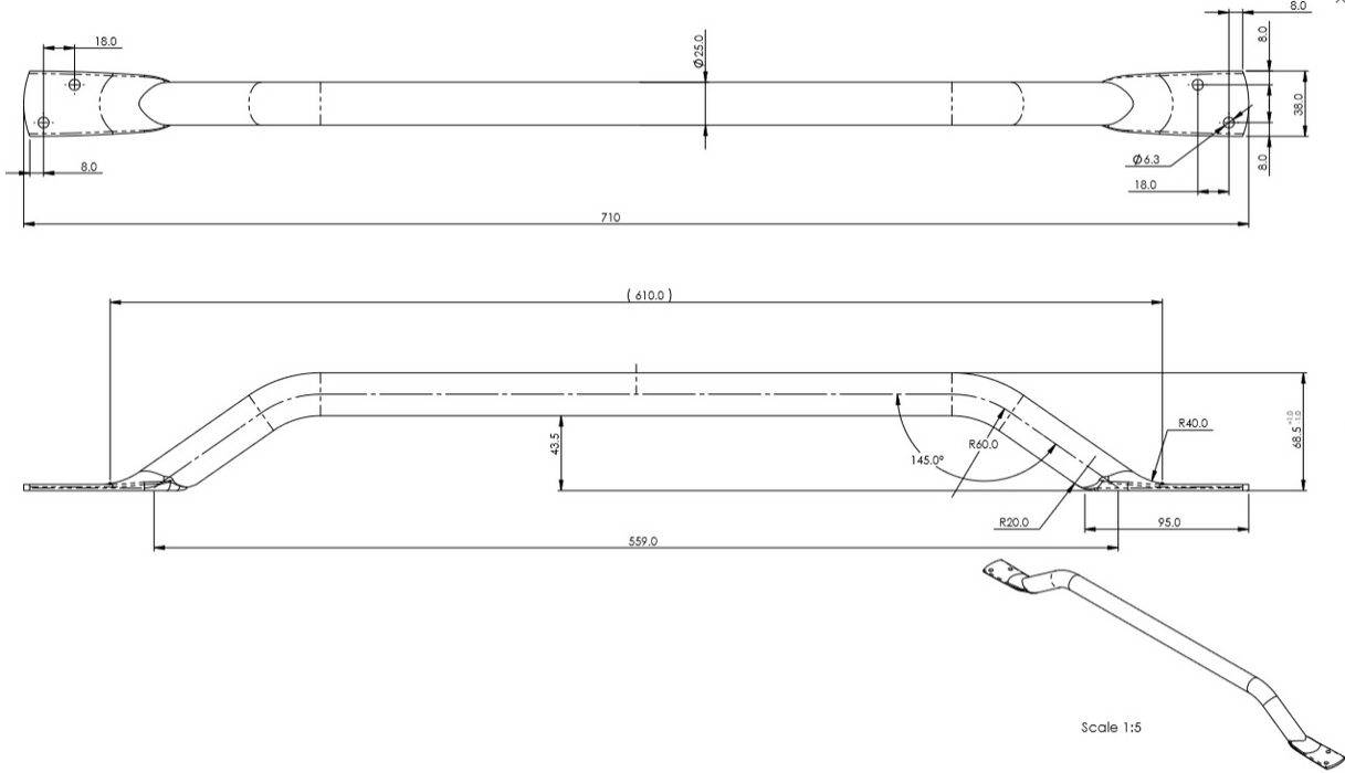 AKW 1000 Series Mild Steel Flat End Grab Rail (All Sizes)