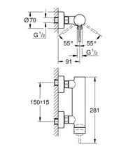 Grohe Essence exposed shower mixer chrome side profile 33636001