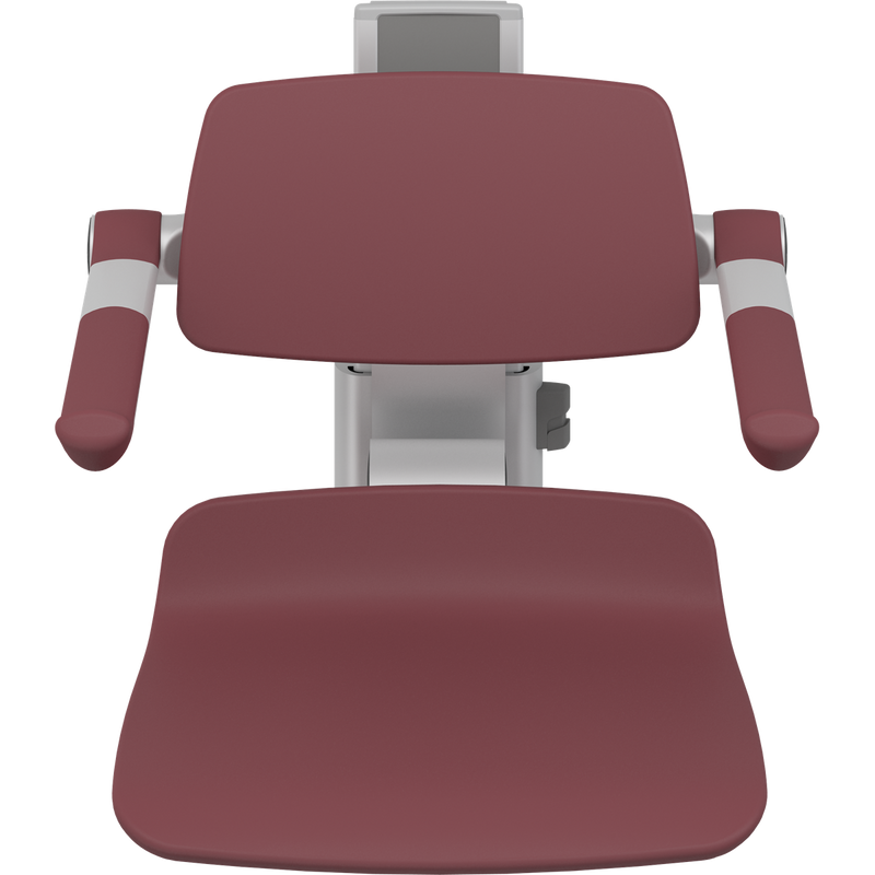 Pressalit PLUS Shower Seat 450 incl. Backrest & Armrests, Manually Height Adjustable, Red (R7434035)