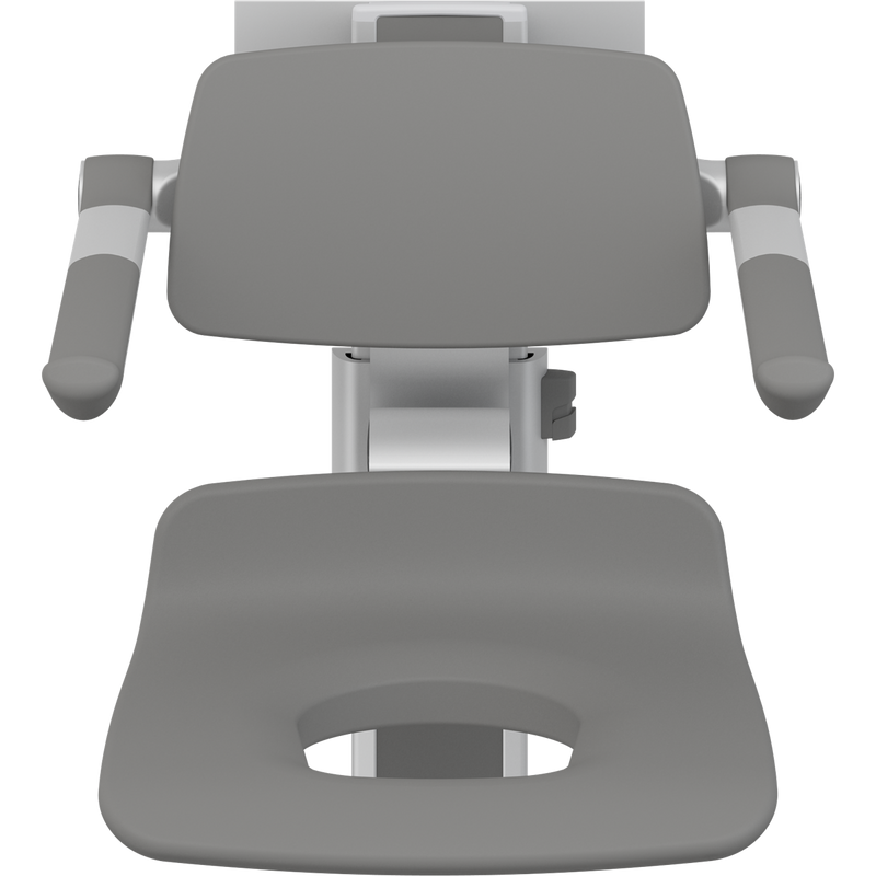 Pressalit PLUS Shower Seat 450 with Aperture incl. Backrest & Armrests, Manually Height & Sideways Adjustable, Anthracite (R7465112)