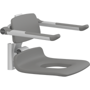 Pressalit PLUS Replacement Shower Seat 450 with Aperture incl. Backrest & Armrests, Manually Height Adjustable, Anthracite (R7135112)