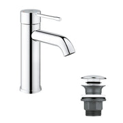 Grohe Essence Basin Mixer Tap S-Size with push-open waste in StarLight Chrome front view