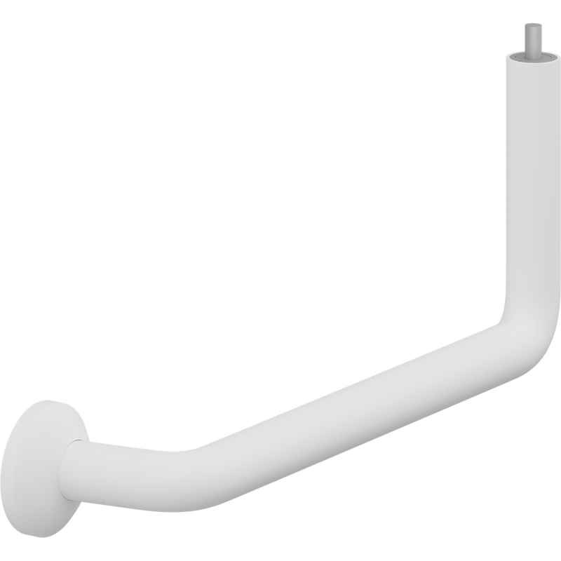 Pressalit PLUS Angled Tube Piece, 400 x 154mm, Right, with Wall Rosette & Connecting Joints, White (RT340000)