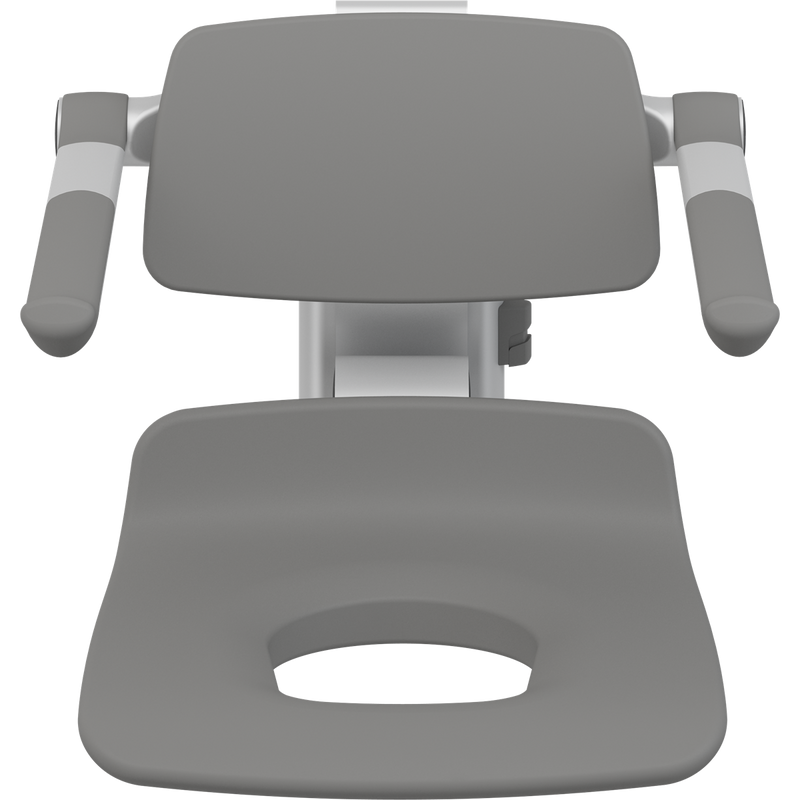 Pressalit PLUS Replacement Shower Seat 450 with Aperture incl. Backrest & Armrests, Manually Height Adjustable, Anthracite (R7135112)