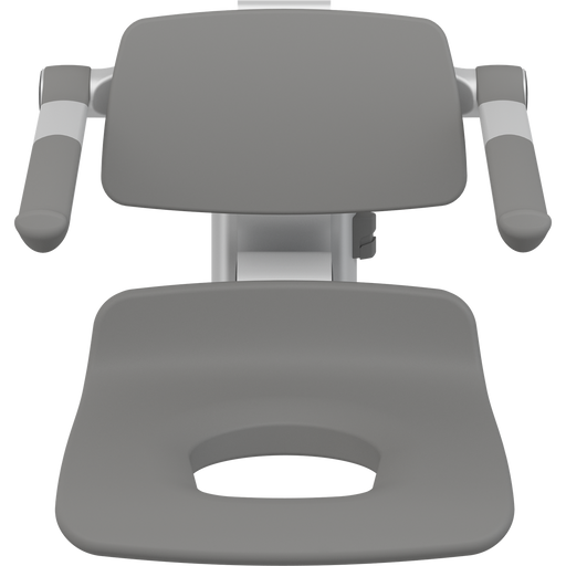 Pressalit PLUS Replacement Shower Seat 450 with Aperture incl. Backrest & Armrests, Manually Height Adjustable, Anthracite (R7135112)