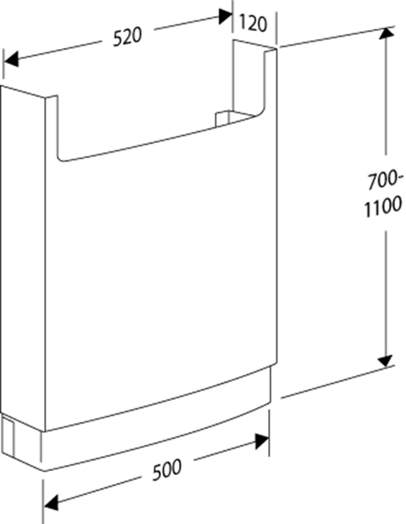 Pressalit INDIVO Installation Cover White RK1043000 dimensioned drawing