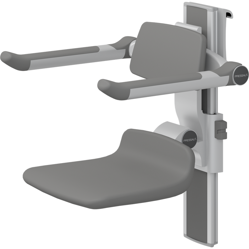 Pressalit PLUS Shower Seat 310 incl. Backrest & Armrests, Manually Height & Sideways Adjustable, Anthracite (R7364112)