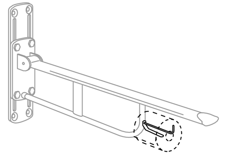 Pressalit Paper Holder for VALUE Support Arms dimensioned drawing (R1151)