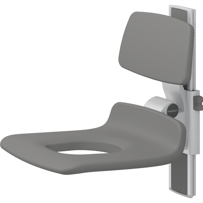Pressalit PLUS Shower Seat 450 with Aperture incl. Backrest, Manually Height Adjustable, Anthracite (R7425112)