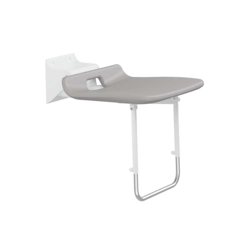 Pressalit VALUE IV Folding Shower Seat with Support Leg, Fixed Height, White/Anthracite (R1622000112)