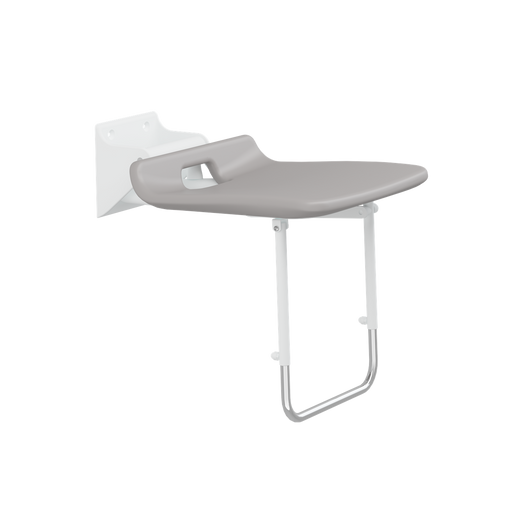Pressalit VALUE IV Folding Shower Seat with Support Leg, Fixed Height, White/Anthracite (R1622000112)