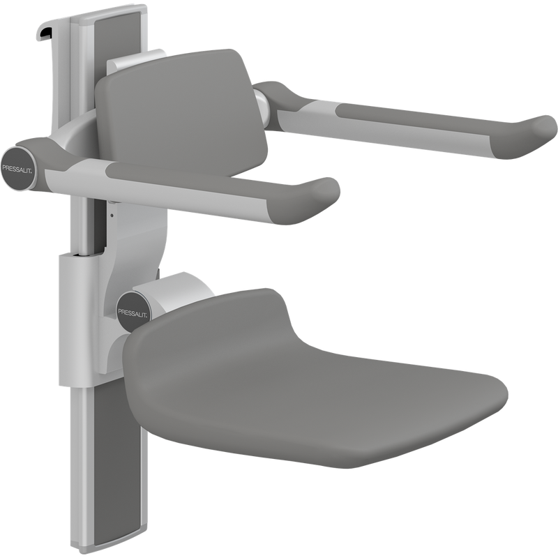 Pressalit PLUS Shower Seat 310 incl. Backrest & Armrests, Manually Height & Sideways Adjustable, Anthracite (R7364112)