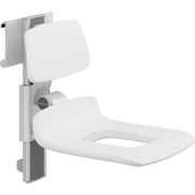 Pressalit PLUS Shower Seat 450 with Aperture incl. Backrest, Manually Height & Sideways Adjustable, White (R7455000)