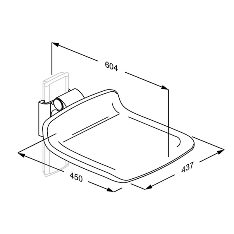 Pressalit PLUS Shower Seat 450 dimensions R7114