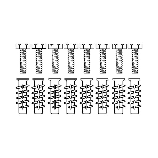 Pressalit Mounting Kit — 8 × Bolts M8 × 35 with FTP M 8 Plugs, for Aerated Concrete (Aircrete) (V8660)