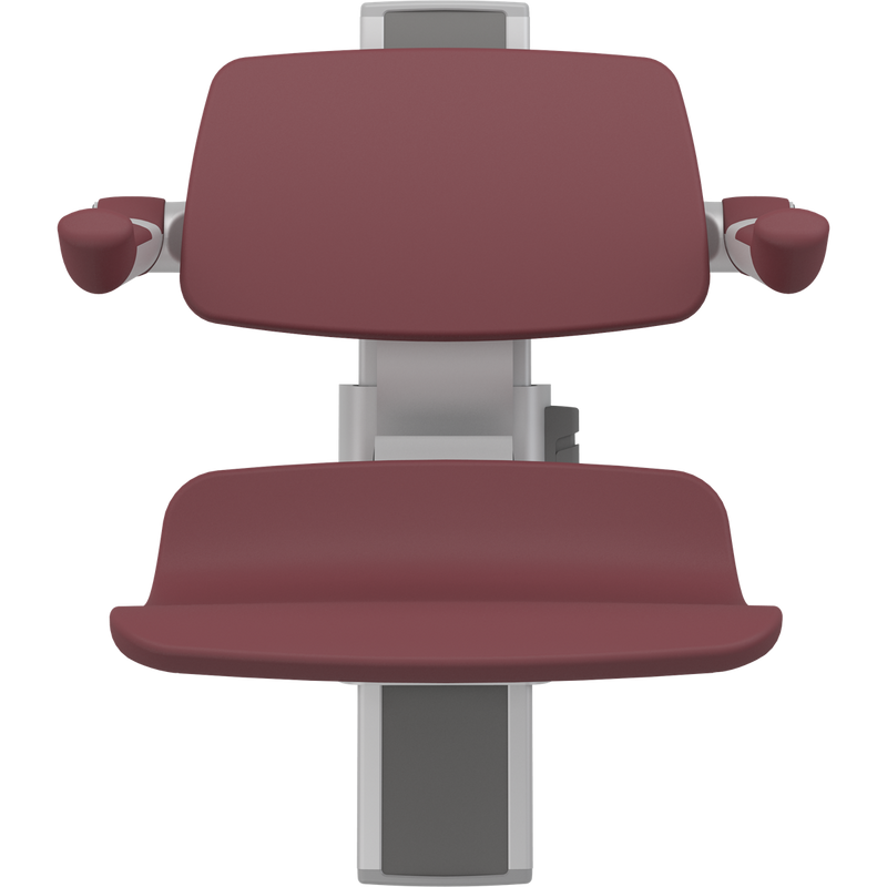 Pressalit PLUS Shower Seat 450 incl. Backrest & Armrests, Manually Height Adjustable, Red (R7434035)