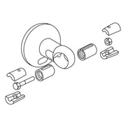 Pressalit PLUS Wall Mounting with Strap & Connecting Joints (RT361112) — dimensioned drawing