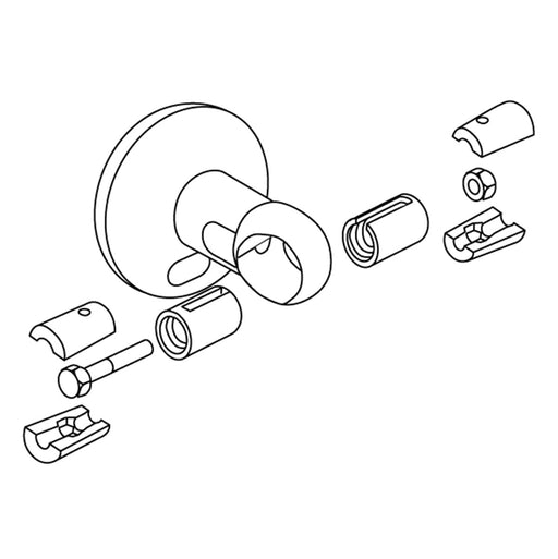Pressalit PLUS Wall Mounting with Strap & Connecting Joints (RT361035) — dimensioned drawing