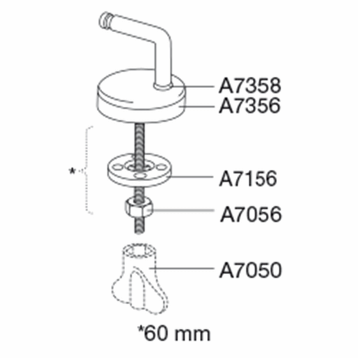 Pressalit Univertical Hinge, Bottom-Mounted, Stainless Steel (UN3P999)