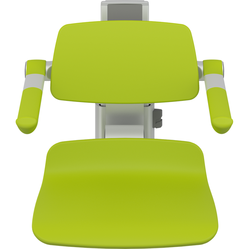 Pressalit PLUS Shower Seat 450 incl. Backrest & Armrests, Manually Height Adjustable, Lime Green (R7434277)