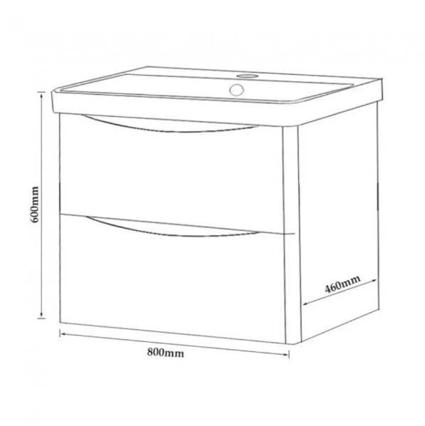 Kartell K-VIT Arc 800mm Wall Mounted 2 Drawer Unit & Ceramic Basin- White Gloss (ARC800WM-W FUR150ME)