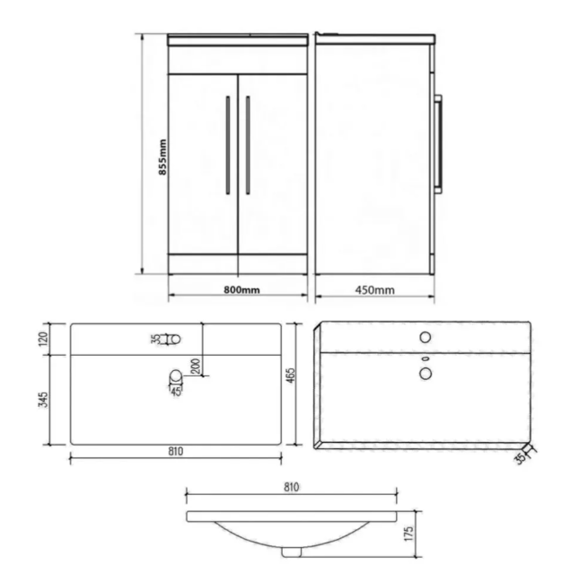 Kartell K-VIT Purity 800mm Floor Standing 2 Door Unit & Mid Depth Ceramic Basin- Silver Oak (PSO800DO-FUR062PU)