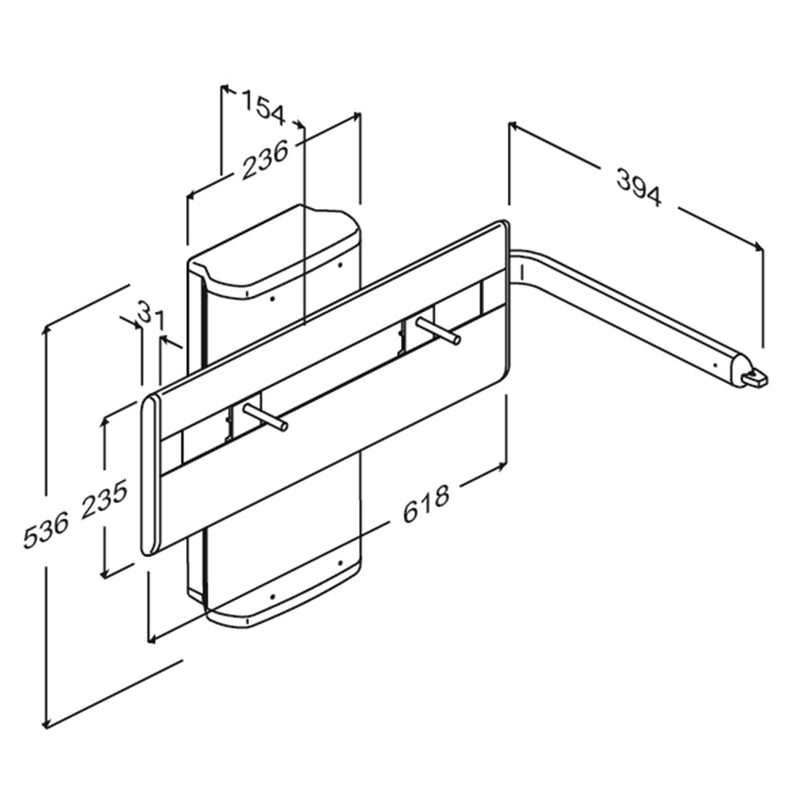 Pressalit PLUS Wash Basin Bracket dimensioned drawing (R4650)