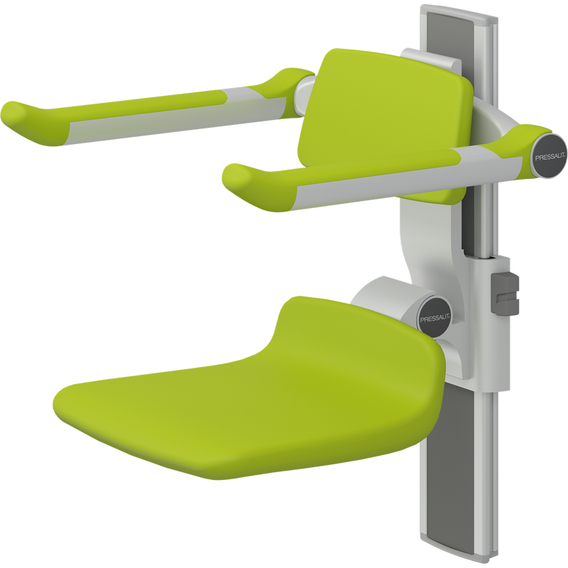 Pressalit PLUS Shower Seat 310 incl. Backrest & Armrests, Manually Height Adjustable, Lime Green (R7334277)