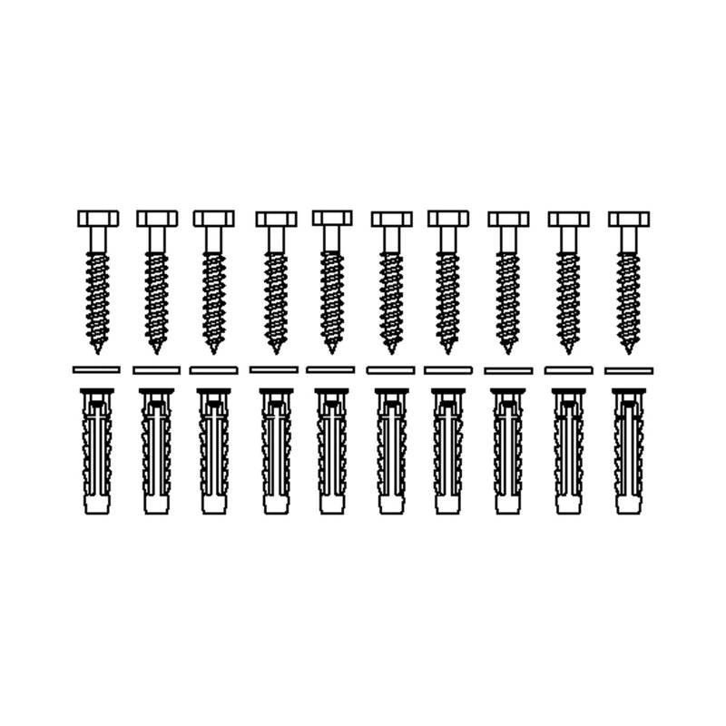Pressalit Mounting Kit — 10 × Coach Screws Ø8 × 70 with SX10 Plugs, for Brick (V8612)