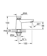 Grohe Euroeco Cosmopolitan T self-closing pillar basin tap 36265000 side profile