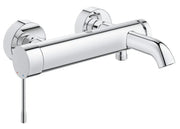 Grohe Essence wall-mounted single-lever bath shower mixer in StarLight Chrome front view