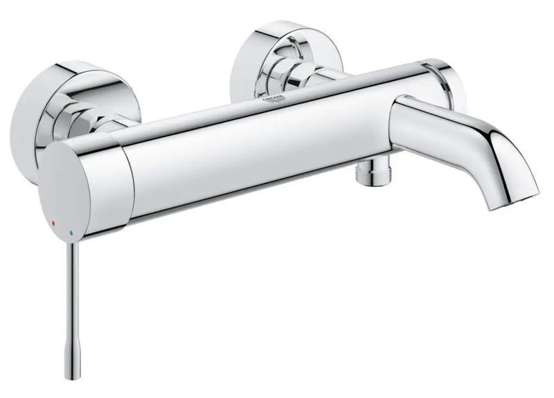 Grohe Essence wall-mounted single-lever bath shower mixer in StarLight Chrome front view