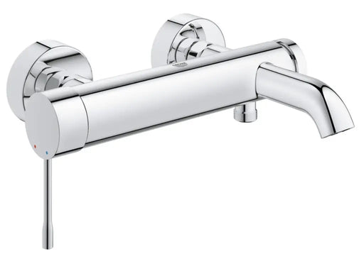 Grohe Essence wall-mounted single-lever bath shower mixer in StarLight Chrome front view