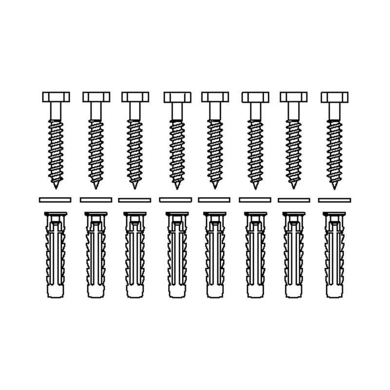 Pressalit Mounting Kit — 8 × Coach Screws Ø8 × 70 with SX10 Plugs, for Brick (V8610)