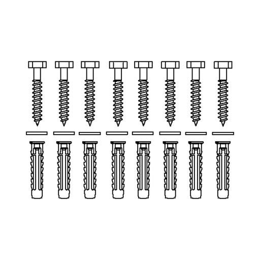Pressalit Mounting Kit — 8 × Coach Screws Ø8 × 70 with SX10 Plugs, for Brick (V8610)